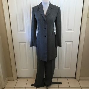 Casual Corner Gray Long Blazer Pant Suit sz 4